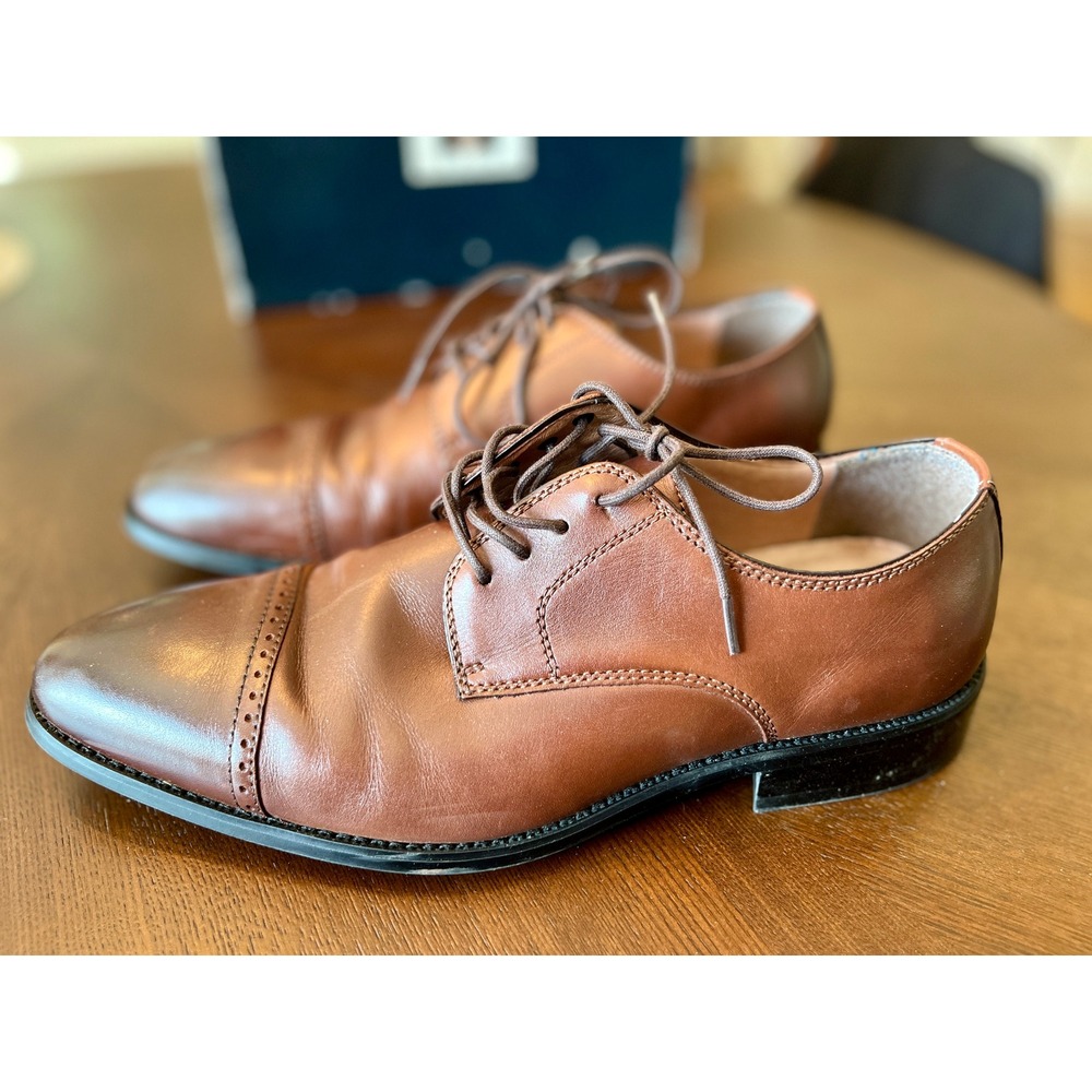 Vintage 2003 Joseph Abboud Mens 11 Leather Cap Toe Derby Dress Shoes Box